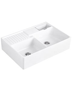 Villeroy und Boch double bac 632391KG poubelle, fonctionnement manuel, bac de repos, Blanche-Neige