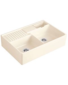 Villeroy und Boch double vasque 632391KR ensemble de déchets, opération manuelle, bol de repos, crema