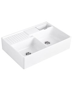 Villeroy und Boch double bowl sink 632391R1 waste set, manual operation, leftover bowl, white
