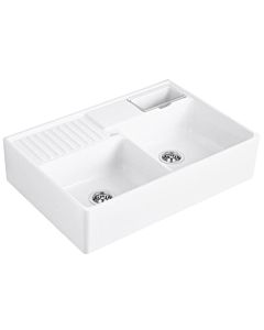 Villeroy und Boch double bac 632391RW ensemble de déchets, fonctionnement manuel, bac de repos, Stone White