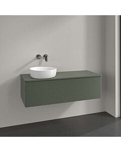 Villeroy &amp; Boch Antao vanity unit K33150HL 120x36x50cm, tap hole, washbasin top color: leaf green matt lacquer