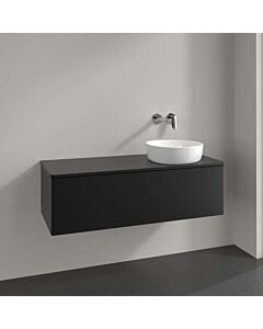 Villeroy und Boch Antao Waschtisch-Unterschrank K34050PD 120x36x50cm, Hahnloch, Waschbeckenplattenfarbe Lack, black matt lacquer