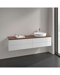 Villeroy und Boch Antao Waschtisch-Unterschrank K27052GF 160x36x50cm, Hahnloch, Waschbeckenplattenfarbe warm walnut, glossy white lacquer