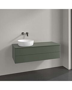 Villeroy &amp; Boch Antao vanity unit K22050HL 120x36x50cm, tap hole, washbasin top color: leaf green matt lacquer