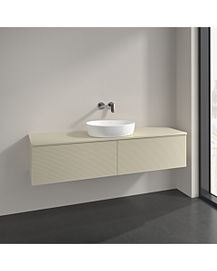 Villeroy und Boch Antao Waschtisch-Unterschrank L36150HJ mit Beleuchtung, 160x36x50cm, Hahnlochbohrung, Waschbeckenplattenfarbe Lack, silk grey matt lacquer