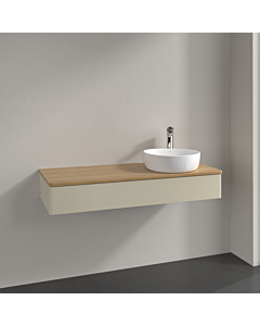 Villeroy und Boch Antao Waschtisch-Unterschrank L12051HJ 120x19x50cm, Hahnloch, Waschbeckenplattenfarbe honey oak, silk grey matt lacquer