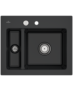 Villeroy und Boch Subway 60 XM Einbauspüle 678002S5 mit Ablaufgarnitur, Excenterbetätigung, 620 x 510 mm, ebony CeramicPlus