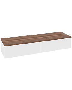 Villeroy &amp; Boch Antao Sideboard L42002MT with lighting, 2 drawers, 1600 x 268 x 500 mm, smooth front, White Matt Lacquer / Warm Walnut