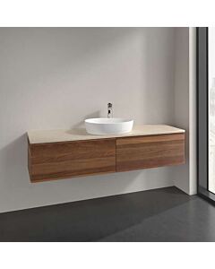 Villeroy &amp; Boch Antao vanity unit K36053HM 160x36x50cm, tap hole, washbasin top color botticino, warm walnut