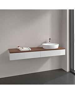 Villeroy &amp; Boch Antao vanity unit L16052GF with lighting, 2 drawers, 1600 x 190 x 500 mm, smooth front, Glossy White Lacquer / Warm Walnut