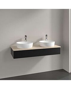 Villeroy &amp; Boch Antao vanity unit K13113PD 120x19x50cm, washbasin top color botticino, black matt lacquer