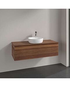 Villeroy &amp; Boch Antao vanity unit L32112HM with lighting, 1 drawer, 1200 x 360 x 500 mm, textured front, Warm Walnut / Warm Walnut