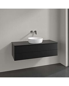 Villeroy und Boch Antao Waschtisch-Unterschrank K21050PD 120x36x50cm, Hahnloch, Waschbeckenplattenfarbe Lack, black matt lacquer