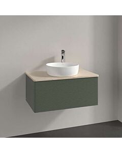Villeroy &amp; Boch Antao vanity unit K30113HL 80x36x50cm, washbasin top color botticino, leaf green matt lacquer