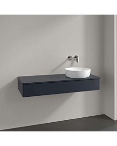 Villeroy und Boch Antao Waschtisch-Unterschrank L12050HG mit Beleuchtung, 1 Auszug, 1200 x 190 x 500 mm, Front ohne Struktur, Midnight Blue Matt Lacquer / Midnight Blue Matt Lacquer