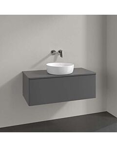 Villeroy und Boch Antao Waschtisch-Unterschrank L31010GK mit Beleuchtung, 1 Auszug, 1000 x 360 x 500 mm, Front ohne Struktur, Anthracite Matt Lacquer / Anthracite Matt Lacquer