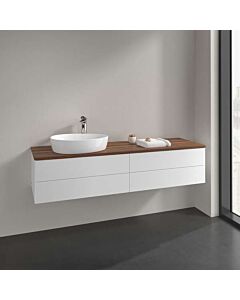 Meuble vasque Villeroy &amp; Boch Antao K26052MT 160 x 36 x 50 cm, percé pour robinetterie, plan vasque couleur noyer chaud, laque blanche mate