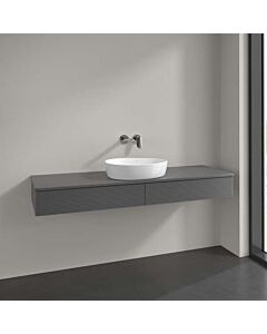 Meuble vasque Villeroy &amp; Boch Antao L14150GK avec éclairage, 2 tiroirs, 1600 x 190 x 500 mm, façade texturée, laque anthracite mate.