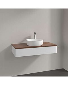 Villeroy und Boch Antao Waschtisch-Unterschrank L09012GF mit Beleuchtung, 1 Auszug, 1000 x 190 x 500 mm, Front ohne Struktur, Glossy White Lacquer / Warm Walnut