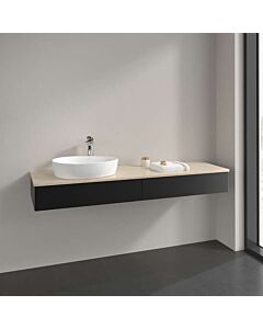 Meuble vasque Villeroy &amp; Boch Antao K15013PD 160 x 19 x 50 cm, plan vasque couleur Botticino, laque noire mate