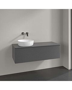 Villeroy &amp; Boch Antao vanity unit K33150GK 120x36x50cm, tap hole, washbasin top color: anthracite matt lacquer