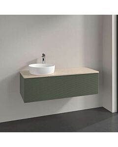 Villeroy &amp; Boch Antao vanity unit K33113HL 120x36x50cm, washbasin top color botticino, leaf green matt lacquer