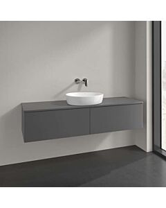 Meuble vasque Villeroy &amp; Boch Antao L36050GK avec éclairage, 2 tiroirs, 1600 x 360 x 500 mm, façade lisse, laque anthracite mate.