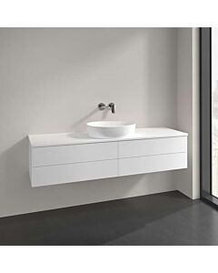 Meuble vasque Villeroy &amp; Boch Antao L25050MT avec éclairage, 4 tiroirs, 1600 x 360 x 500 mm, façade lisse, laque blanche mate / laque blanche mate
