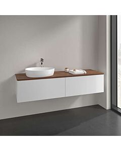 Meuble vasque Villeroy &amp; Boch Antao K37012GF 160 x 36 x 50 cm, plan vasque couleur noyer chaud, laque blanche brillante