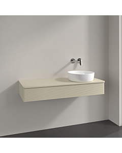 Villeroy und Boch Antao Waschtisch-Unterschrank K12150HJ 120x19x50cm, Hahnloch, Waschbeckenplattenfarbe Lack, silk grey matt lacquer