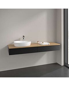 Villeroy &amp; Boch Antao vanity unit K15111PD 160x19x50cm, washbasin top color honey oak, black matt lacquer