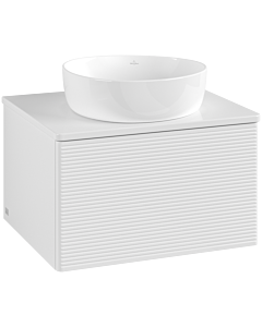 Villeroy und Boch Antao Waschtisch-Unterschrank L29150GF mit Beleuchtung, 1 Auszug, 600 x 360 x 500 mm, Front mit Struktur, Glossy White Lacquer / Glossy White Lacquer