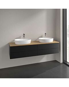 Villeroy &amp; Boch Antao vanity unit K28011PD 160x36x50cm, washbasin top color honey oak, black matt lacquer