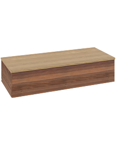 Buffet Villeroy &amp; Boch Antao L41101HM avec éclairage, 1 tiroir, 1200 x 268 x 500 mm, façade texturée, Noyer chaud / Chêne miel