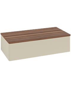 Meuble vasque Villeroy &amp; Boch Antao L40002HJ avec éclairage, 1 tiroir, 1000 x 268 x 500 mm, façade lisse, laque mate Gris Soie / Noyer Chaud
