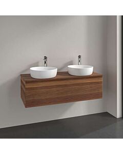 Meuble vasque Villeroy &amp; Boch Antao K35112HM 120 x 36 x 50 cm, plan vasque couleur noyer chaud, noyer chaud