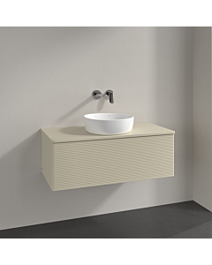 Villeroy und Boch Antao Waschtisch-Unterschrank L31110HJ mit Beleuchtung, 100x36x50cm, Waschbeckenplattenfarbe Lack, silk grey matt lacquer