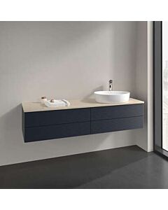 Villeroy &amp; Boch Antao vanity unit K27153HG 160x36x50cm, tap hole, washbasin top color botticino, midnight blue matt lacquer