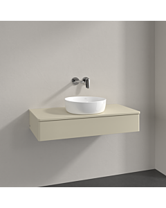 Villeroy und Boch Antao Waschtisch-Unterschrank L09050HJ mit Beleuchtung, 100x19x50cm, Waschbeckenplattenfarbe Lack, silk grey matt lacquer