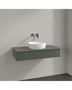 Villeroy und Boch Antao Waschtisch-Unterschrank L09150HL mit Beleuchtung, 1 Auszug, 1000 x 190 x 500 mm, Front mit Struktur, Leaf Green Matt Lacquer / Leaf Green Matt Lacquer