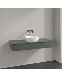 Villeroy und Boch Antao Waschtisch-Unterschrank K10050HL 120x19x50cm, Hahnloch, Waschbeckenplattenfarbe Lack, leaf green matt lacquer