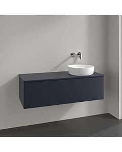 Villeroy und Boch Antao Waschtisch-Unterschrank L34010HG mit Beleuchtung, 1 Auszug, 1200 x 360 x 500 mm, Front ohne Struktur, Midnight Blue Matt Lacquer / Midnight Blue Matt Lacquer