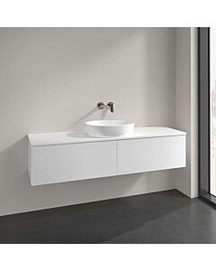 Meuble vasque Villeroy &amp; Boch Antao L36050MT avec éclairage, 2 tiroirs, 1600 x 360 x 500 mm, façade lisse, laque blanche mate / laque blanche mate