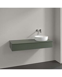 Villeroy und Boch Antao Waschtisch-Unterschrank K12150HL 120x19x50cm, Hahnloch, Waschbeckenplattenfarbe Lack, leaf green matt lacquer