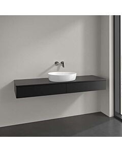 Villeroy und Boch Antao Waschtisch-Unterschrank L14050PD mit Beleuchtung, 2 Auszüge, 1600 x 190 x 500 mm, Front ohne Struktur, Black Matt Lacquer / Black Matt Lacquer