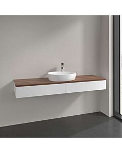 Villeroy und Boch Antao Waschtisch-Unterschrank L14012MT mit Beleuchtung, 2 Auszüge, 1600 x 190 x 500 mm, Front ohne Struktur, White Matt Lacquer / Warm Walnut