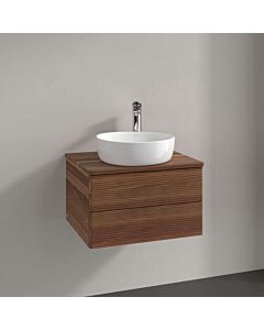 Meuble vasque Villeroy &amp; Boch Antao K18112HM 60x36x50cm, plan vasque couleur noyer chaud, noyer chaud