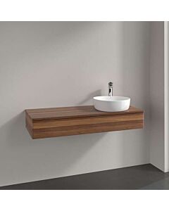 Meuble vasque Villeroy &amp; Boch Antao L12012HM avec éclairage, 1 tiroir, 1200 x 190 x 500 mm, façade lisse, finition Noyer Chaud / Noyer Chaud