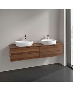 Villeroy und Boch Antao Waschtisch-Unterschrank K28152HM 160x36x50cm, Hahnloch, Waschbeckenplattenfarbe warm walnut, warm walnut