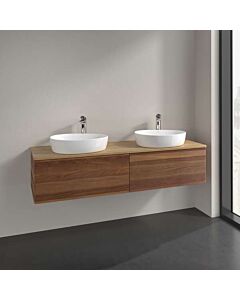 Meuble vasque Villeroy &amp; Boch Antao K39051HM 160 x 36 x 50 cm, percé pour robinetterie, plan vasque couleur chêne miel, noyer chaud